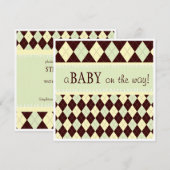 Invitation Baby shower d'un Jacquard vert neutre en route (Devant / Derrière)