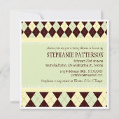 Invitation Baby shower d'un Jacquard vert neutre en route (Dos)