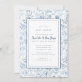 Invitation Baby shower Dusty Blue Chinoiserie (Devant)