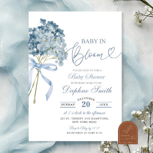 Invitation Baby shower Dusty Blue Hydrangea