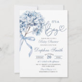 Invitation Baby shower Dusty Blue Hydrangea (Devant)