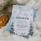 Invitation Baby-Shower Dusty Blue sur le thème de l'hiver mer