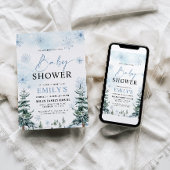Invitation Baby-Shower Dusty Blue sur le thème de l'hiver mer