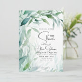 Invitation Baby shower - Dusty Blue Willow Feuilles (Debout devant)