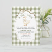 Invitation Baby shower Dusty Green En vichy Goose (Debout devant)