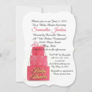 Invitation Baby shower E=invitation Paquets rose fille