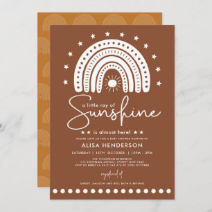 Invitation Baby shower Earthy Terracotta Rainbow & Sunshine