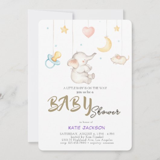 Invitation Baby-Shower Économique et Mignon (Devant)