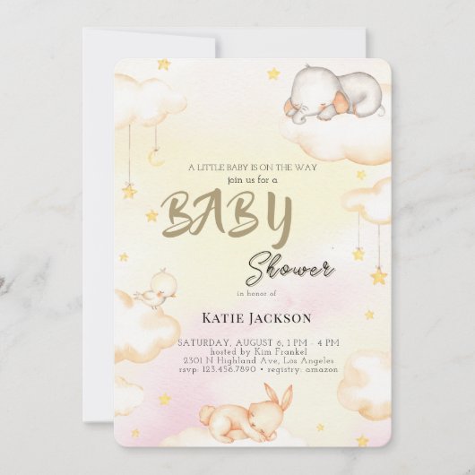 Invitation Baby-Shower Économique et Mignon (Devant)