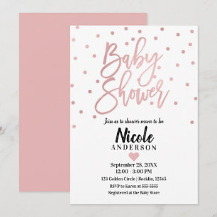 Invitation Baby Shower Écriture Moderne Rose Gold Rose Clair
