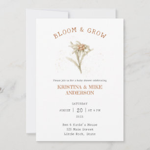Invitation Baby shower Edelweiss en fleurs et en croissance