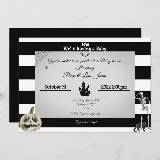 Invitation baby shower éffrayant (Devant / Derrière)