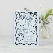 Invitation Baby shower éffrayant Sweet Little Boo (Debout devant)