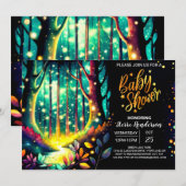 Invitation Baby shower éjaculé de lucioles nocturne (Devant / Derrière)