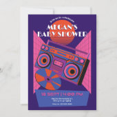 Invitation Baby shower électrique de musique néon rétro (Devant)