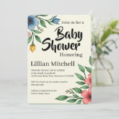 Invitation Baby Shower Élégance Florale (Debout devant)