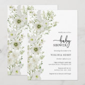 Invitation Baby Shower Élégance Verte (Devant / Derrière)