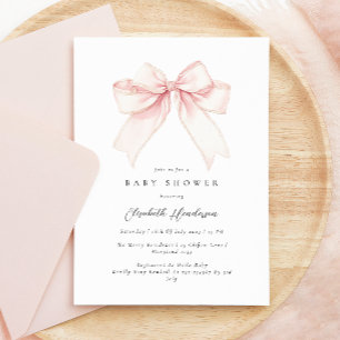 Invitation Baby shower élégant à la bow rose
