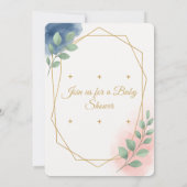 Invitation Baby shower Elegant Aquarelle avec Or (Dos)