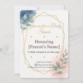 Invitation Baby shower Elegant Aquarelle avec Or (Devant)