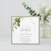 Invitation Baby Shower Élégant Aquarelle Vert Émeraude pour u (Debout devant)