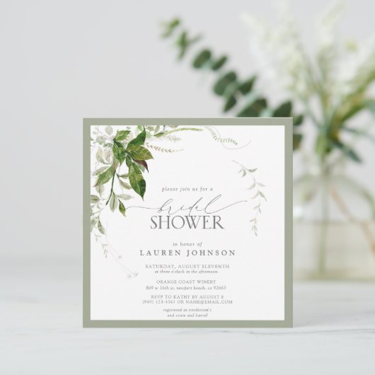 Invitation Baby Shower Élégant Aquarelle Vert Émeraude pour u (Debout devant)