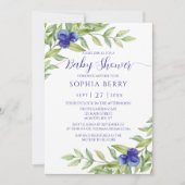 Invitation Baby shower élégant aux bleuets doux (Devant)