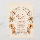 Invitation Baby shower élégant Boho Fleur sauvage moderne (Devant / Derrière)