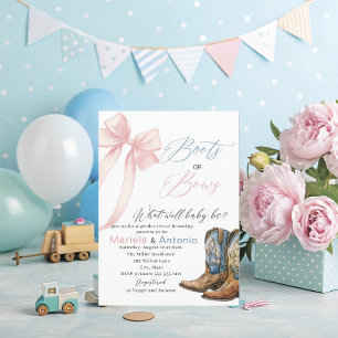 Invitation Baby shower Elegant Boots ou Bows Aquarelle