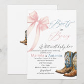 Invitation Baby shower Elegant Boots ou Bows Aquarelle (Devant / Derrière)