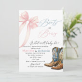 Invitation Baby shower Elegant Boots ou Bows Aquarelle (Debout devant)