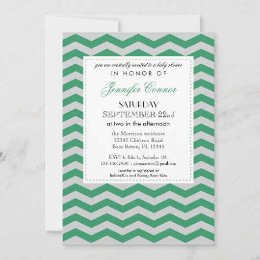 Invitation Baby shower Elegant Chevron Unisex (Devant)