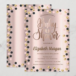 Invitation Baby Shower Élégant Chic Rose Gold Points