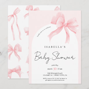 Invitation Baby Shower Élégant Chic Rose Ruban