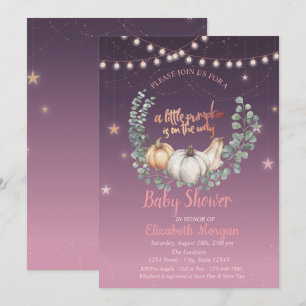 Invitation Baby Shower Élégant Citrouille, Lumières de Chaîne