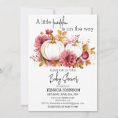 Invitation Baby Shower Élégant Citrouilles Blanches Roses (Devant)