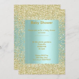 Invitation Baby shower élégant Cristal vert Mint