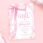Invitation Baby shower élégant de Bow rose