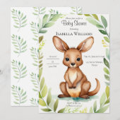 Invitation Baby shower élégant de Cute Kangaroo (Devant / Derrière)