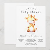 Invitation Baby shower élégant de girafe à imprimer (Devant / Derrière)