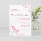 Invitation Baby shower élégant de la libellule rose et blanch (Debout devant)