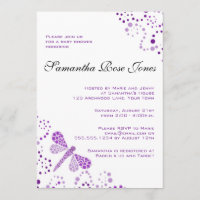 Baby shower élégant de la libellule violette et bl