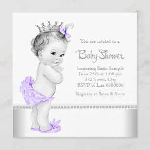 Invitation Baby shower élégant de lavande et d'argent