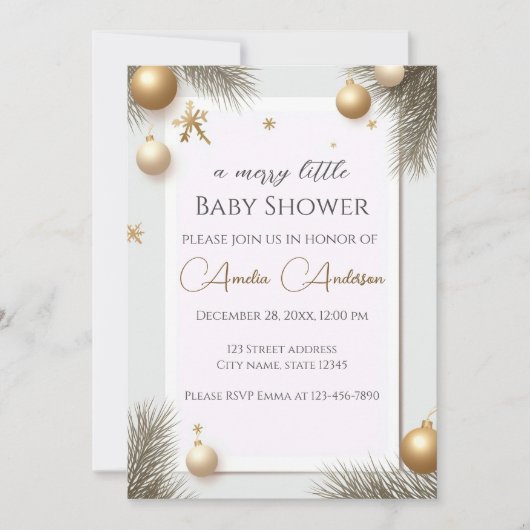 Invitation Baby shower élégant du nouvel an Design Gold (Devant)