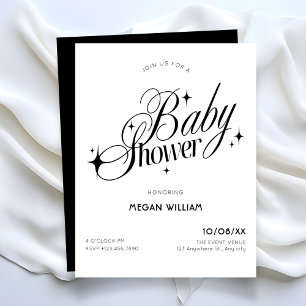 Invitation Baby shower élégant en noir et blanc