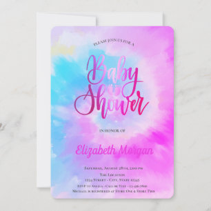 Invitation Baby Shower Élégant et Rafraîchissant Tie-Dye Viol