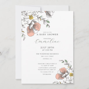 Invitation Baby Shower Élégant et Rustique sur le thème des F