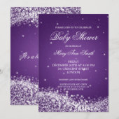 Invitation Baby shower Élégant Flamant Vague pourpre (Devant / Derrière)