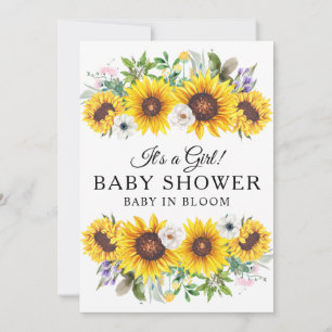 Invitation Baby shower élégant Fleur de tournesol jaune Invit