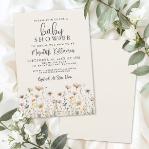 Invitation Baby Shower Élégant Fleur Sauvage